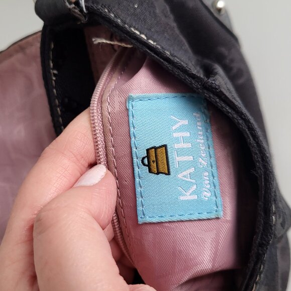 Kathy Van Zeeland Black Mini Crossbody I Chain Strap, Signature Logo, Crown Buck - Picture 9 of 11